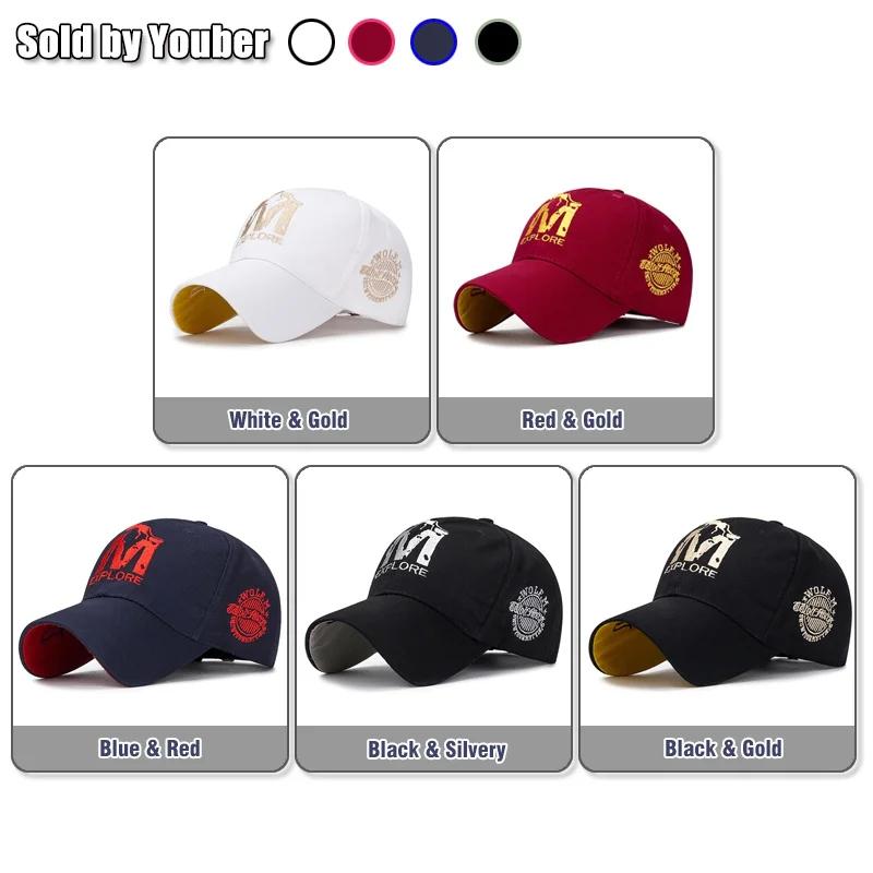M Buchstabe Wolf Totem Stickerei Baumwolle Verstellbar Fester Schirm Baseballkappe Sonnenhut Trucker Caps Papa Hüte