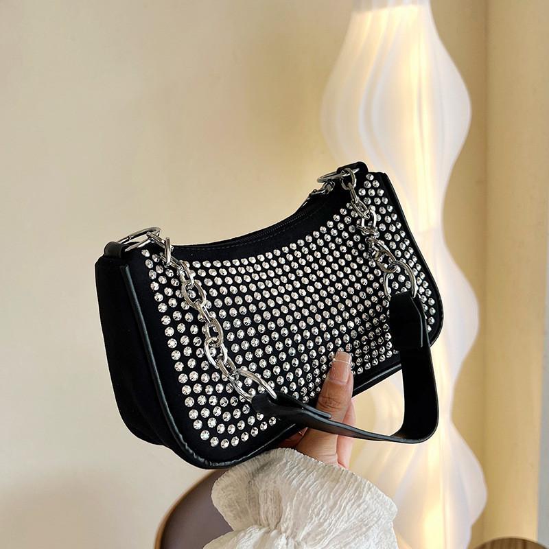 Chic Diamond-studded Shoulder Bag Trendy Spring 2024 Fashion Street Style