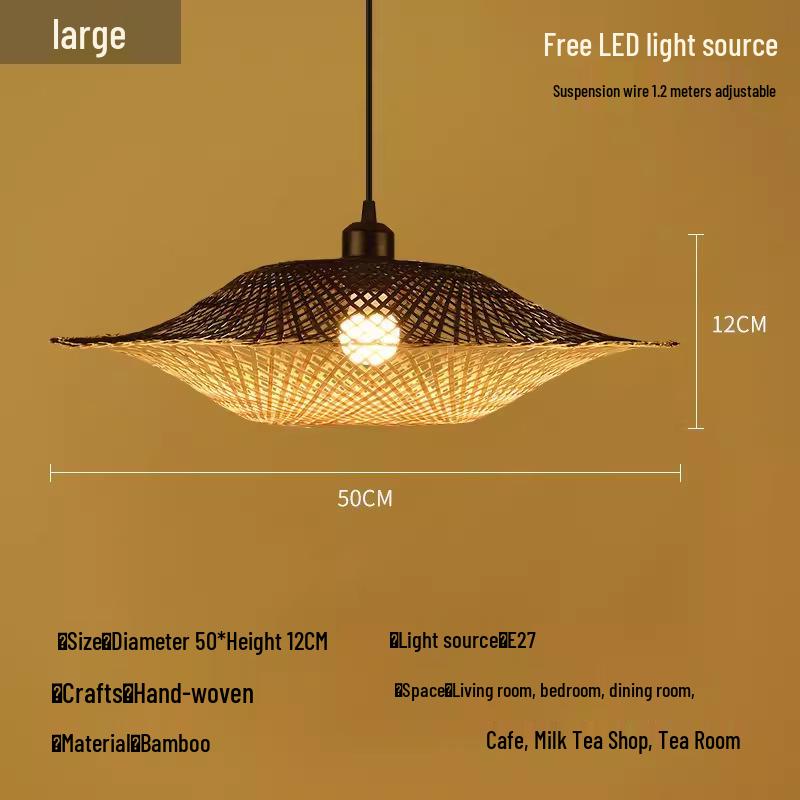 Bamboo Rattan Pendant Lamp: New Chinese & Japanese Style Zen Lighting for Tea Room & Dining, Antique Lantern Design.