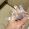 Sophisticated Imitation Jade Glass Bangle with Clear Quartz Crystal for Classy Events