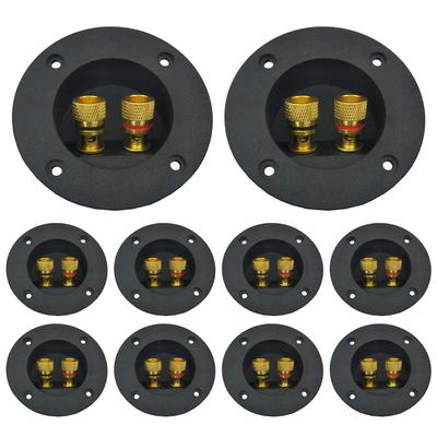 HAMILO Universal Round Speaker Terminal Box with Banana Plugs Audio Set - 10-Piece