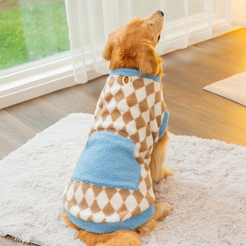 Autumn and winter big dog fleece vest medium and large dog golden retriever samoyed two-legged cotton-padded coat pet big dog clothes