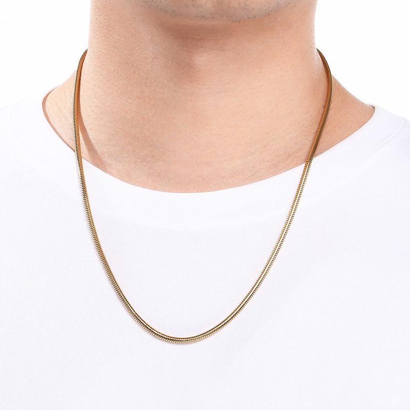 Stainless Steel Round Snake Chain Necklace For Men Women‘s Lightweight Smooth Layering Choker Multiple Minimalist Trendy Jewelry