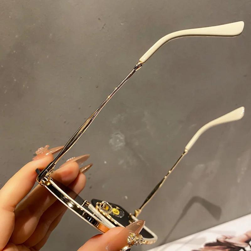 Semi-rimless Woman Sunglasses Vintage Retro Square Shape Outdoor Sun Glasses  Anti-glare Ladies Sunglasses