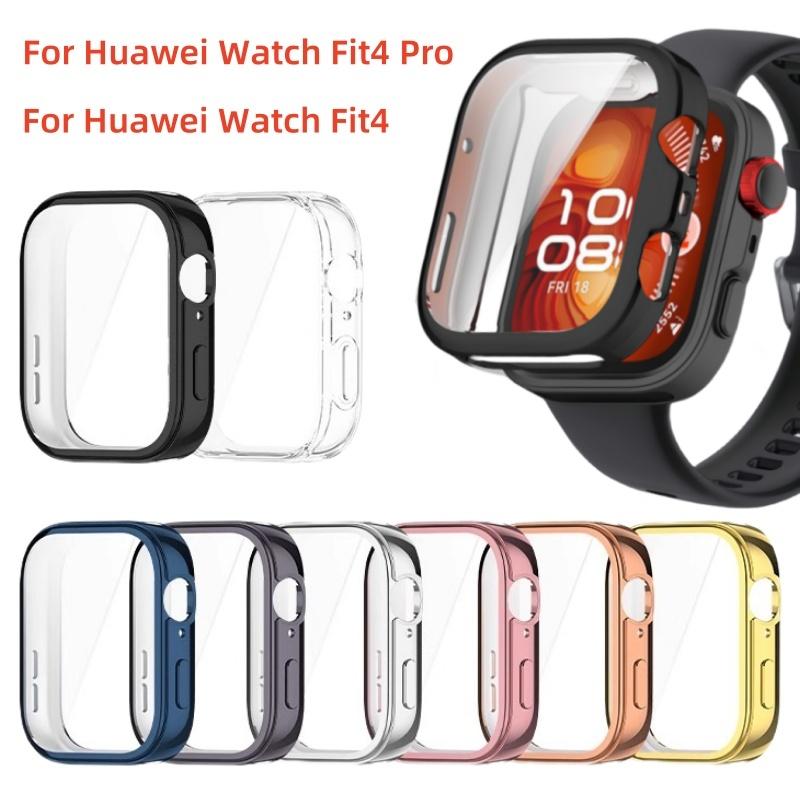 Soft Screen Protector Case For Huawei Watch Fit 4 fit4 Pro Plating Bumper Shell Tempered Film Cover Smartwatch Accessories
