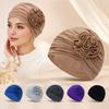 Double Layer Headscarf Hat 3D Flowers Headband Hat Simple Chemo Headwear Hat  For Women
