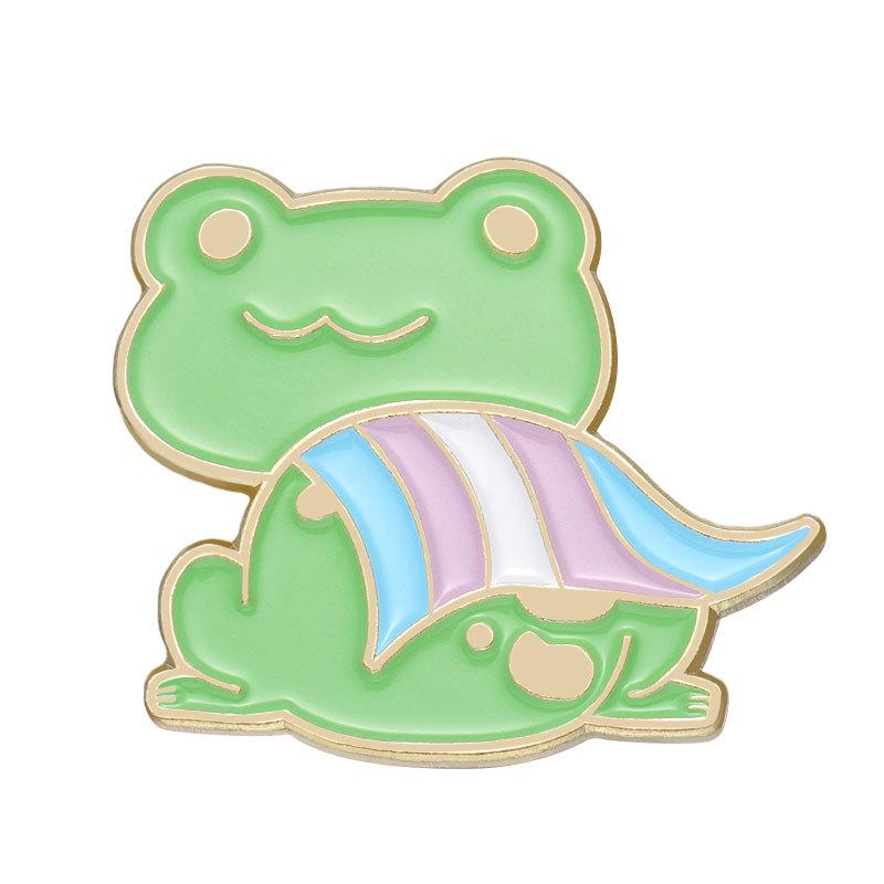 

Blue Delightful Pink White Striped Frog Brooch Charming Animal Alloy Pin Fashion For XZ9355