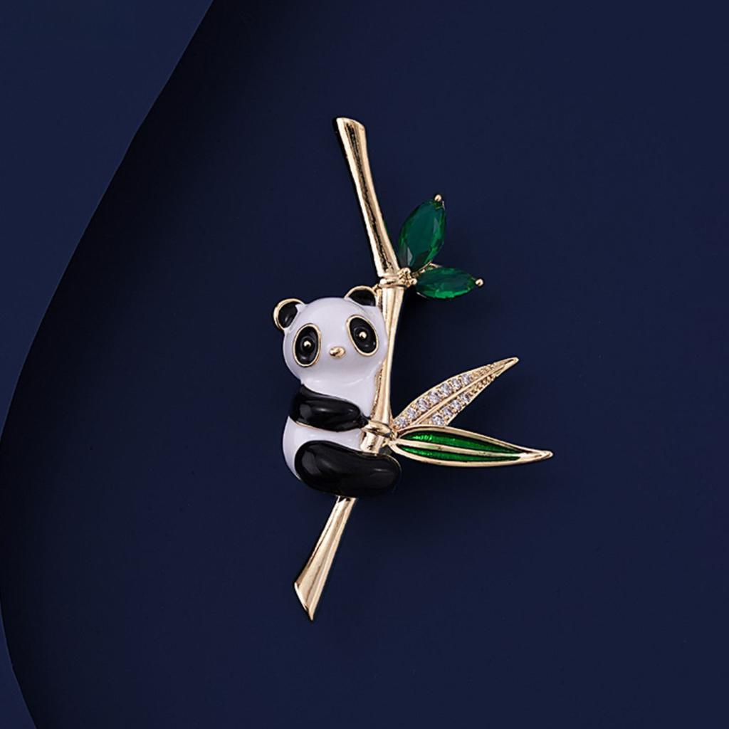 New Chinese Panda Brooch For Men And Women, High-End Anti-Light Bamboo Pin, Cute Creative Animal Corsage Clothes Decoration
