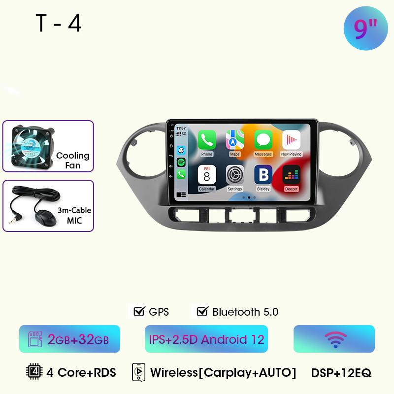 9" Car Radio For Hyundai Grand I10 I 10 2013 2014 2015 2016 2017 2018 Android12 Carplay Auto Multimidia Video Player Head Unit