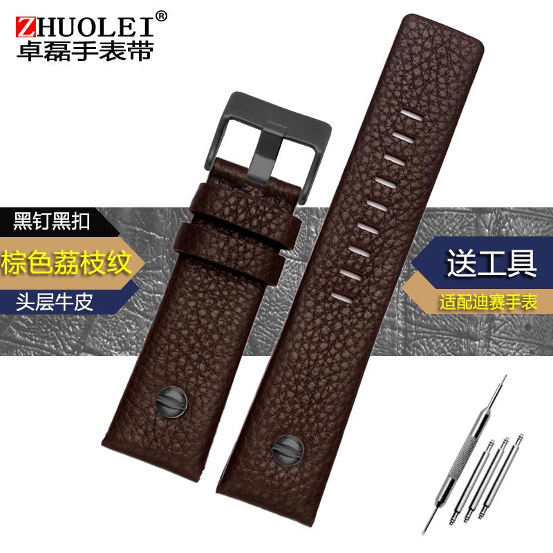 For Diesel DZ7257 DZ4323 DZ7348 DZ7313 DZ7312 DZ4318 Genuine Leather Watch Strap Men Large Dial Retro Riveted Cowhide Watchband