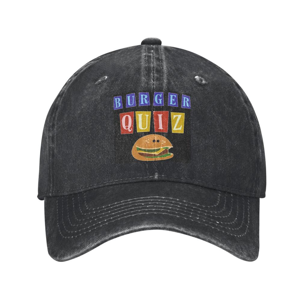 Burger Quizz New Logo Baseball Caps Denim Fabric Hats Adjustable Casquette Sports Baseball Cowboy Hat for Unisex
