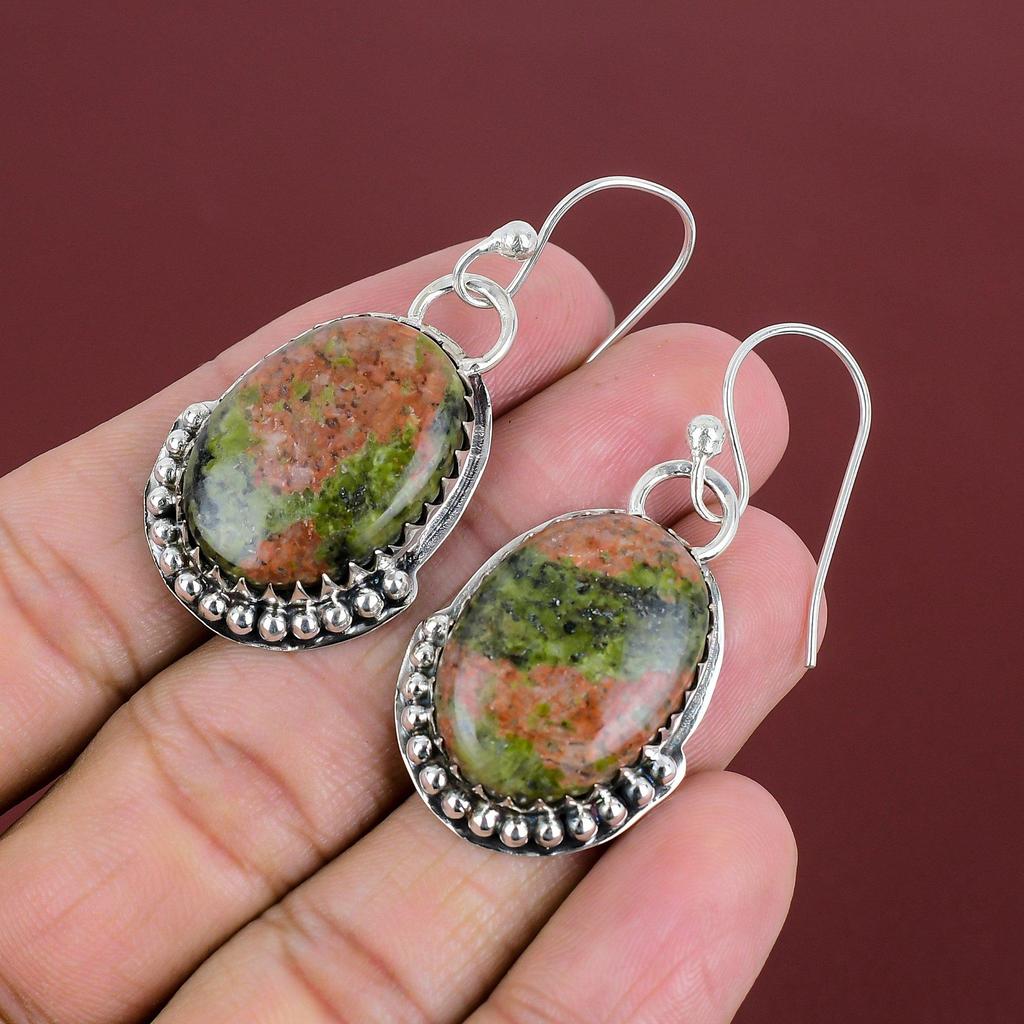 Unakite Earrings Handmade Jewelry Dainty Gemstone Earring 925 Sterling Silver Earring Antique Jewelry Beautiful Dangle Earring Gifts For Her