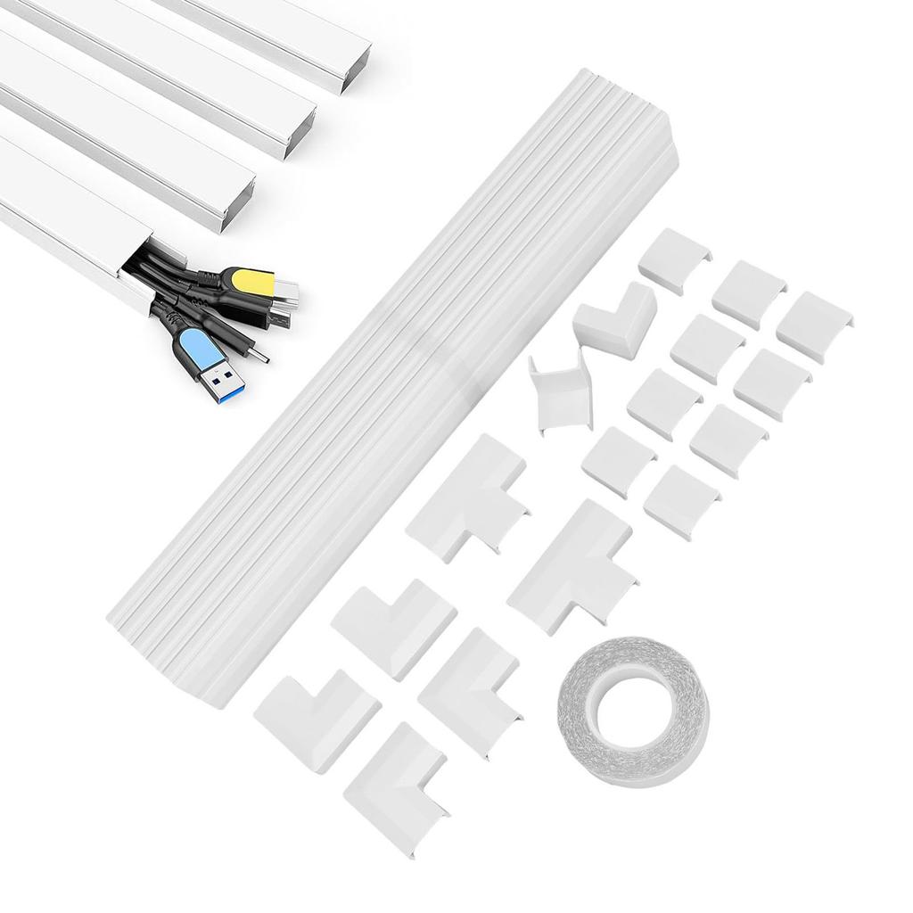 10pcs Cord Cover Kit, PAINTABLE Cable RACKAY TV Cable Hider Wall Kit, for 4-5 Ethernet or 5-6 Copper Wires Management, W25MMXH13MM, White