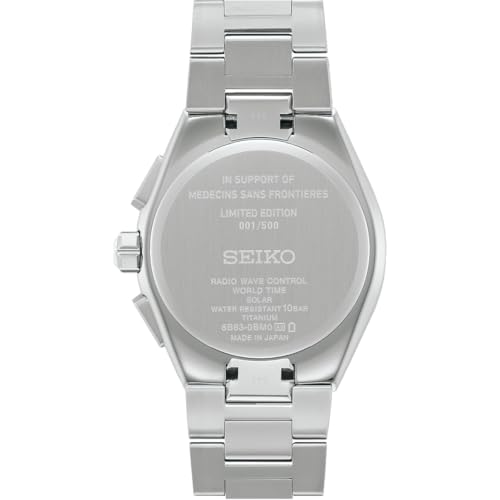 Seiko Astron SBXY093 Men's Solar Radio Wave Correction World Time Calendar Limited Collaboration with Doctors Without Borders Titanium Case Band