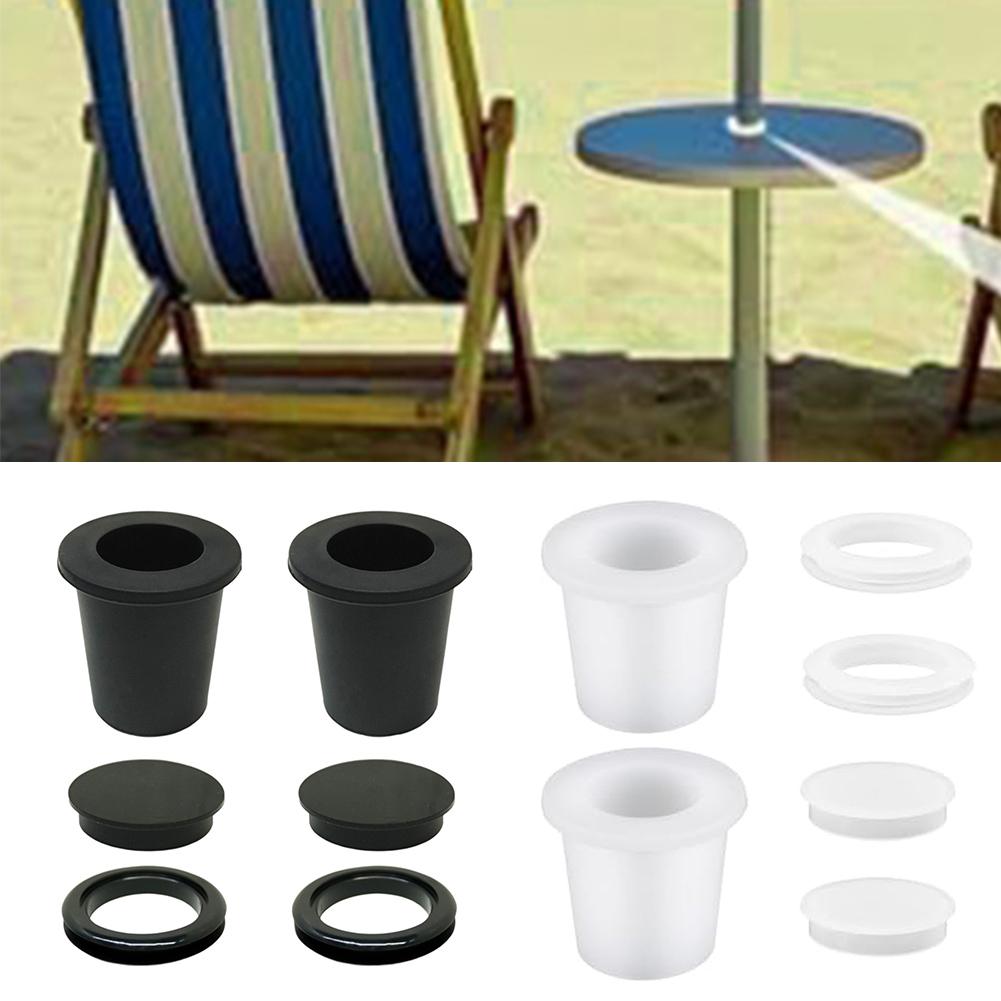 2 Sets Patio Umbrella Hole Loop& Cover Set Silicone Wedge For 2-2.5 Inch Hole Outdoor Table Umbrella Hole Ring