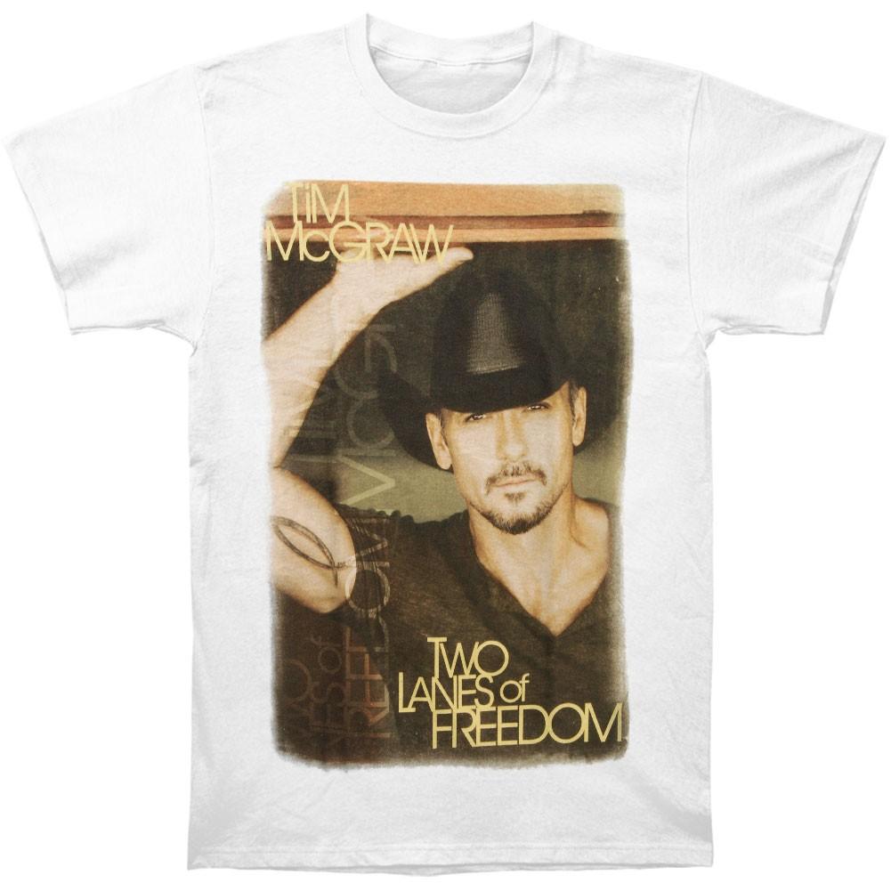 Men s Tim Mcgraw Two Lanes Of Freedom 2013 Tour Slim Fit T-shirt Large White M