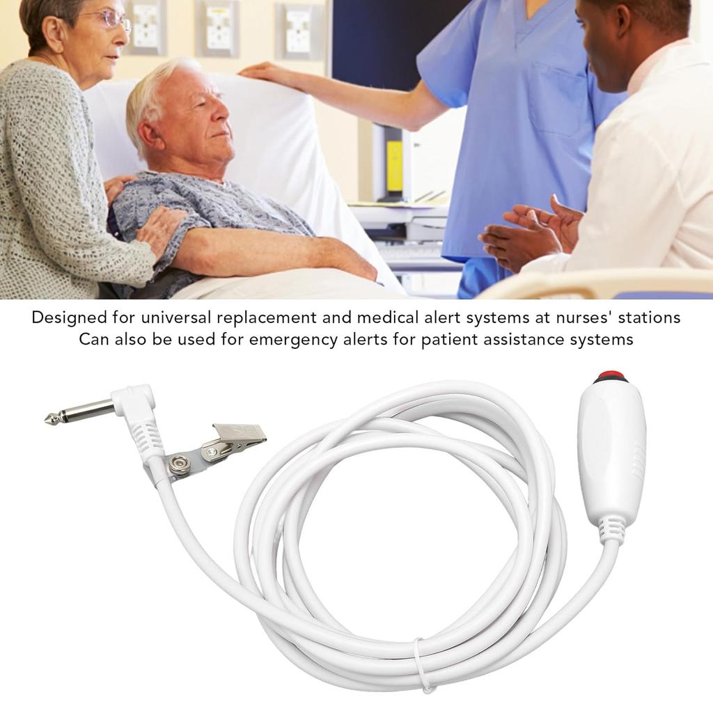 Replacement Nurse Call Cord, Push Cord Cable for Nurse Station, Nurse Call Cord 6.35mm 1/4 Phone Plug Cable with Bed Sheet Clip, 9.8ft