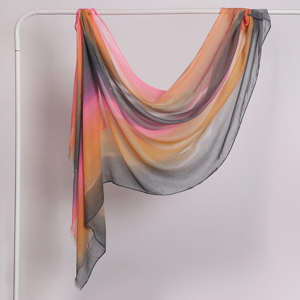 New Gradual Change Color Splicing, Casual Women's Hand-painted Scarf, Head Scarf, Headscarf
