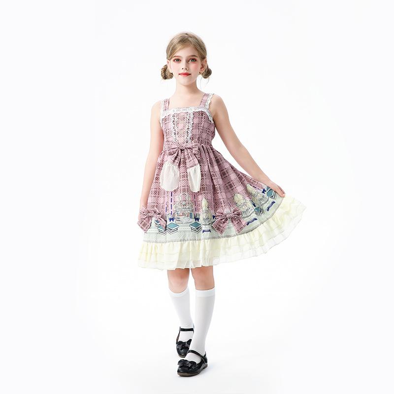 2026 Summer Idyllic Lace Children's Suspender Skirt Lolita Children's Clothing Lolita Princess Dress Girls Dress