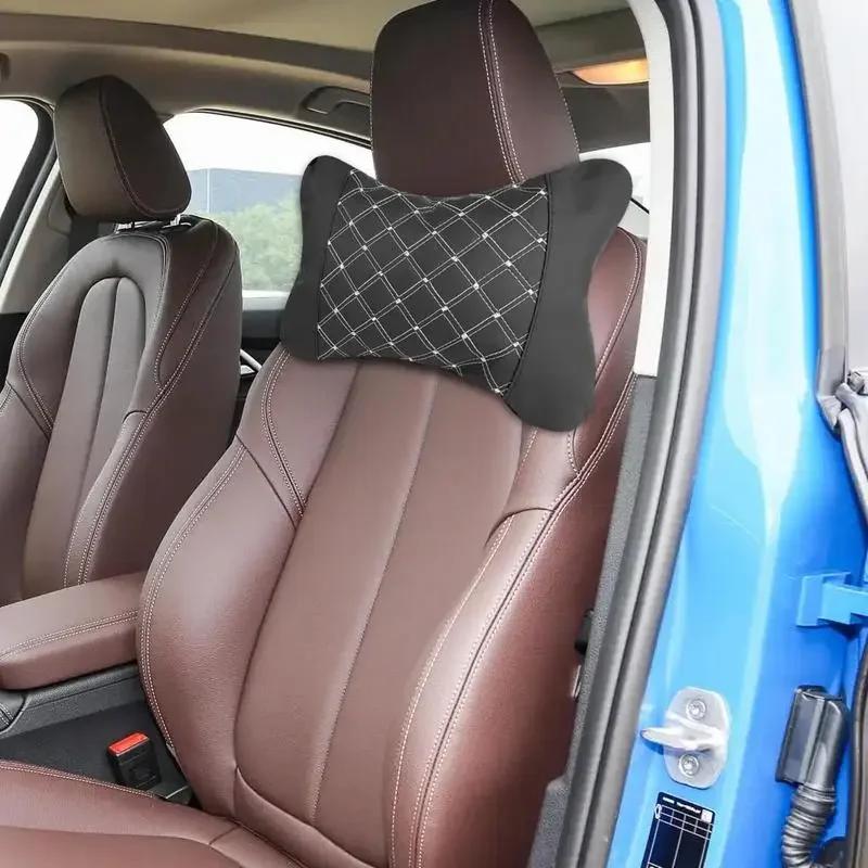 Leder Auto Sitz Nackenkissen Kissen Kissen Stütze Gestrickter Sitz Auto Sicherheitszubehör Auto Sicherheitskissen Universelles Design