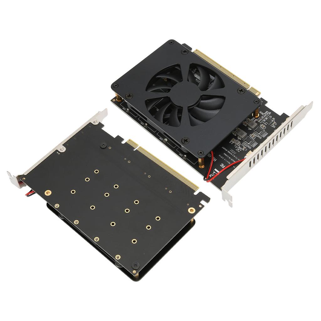 M.2 PCIE Adapter PCIe 4.0 X16 to 4 Port M.2 NVMe with Cooling Fan NVME Raid Card 4x32Gbps M.2 SSD