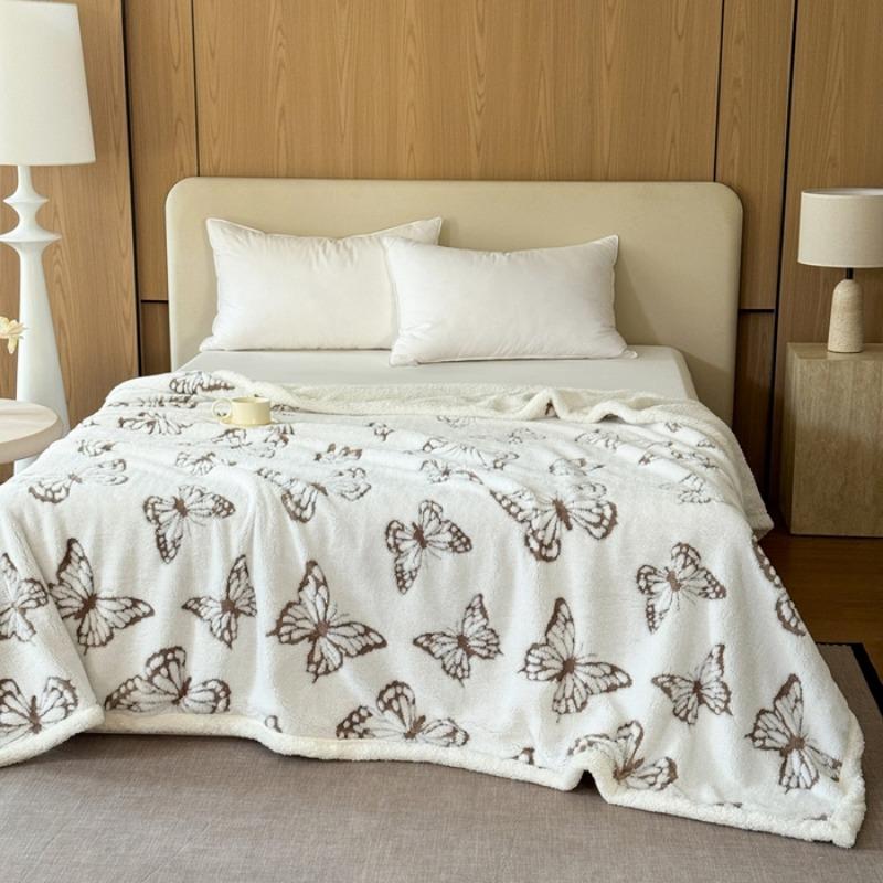 Double Cationic Jacquard Butterfly Yarn Multifunctional Blanket Taft Lamb Fleece Blanket