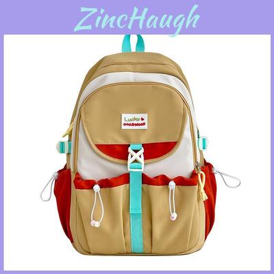 Nylon Girls School Backpack With Letter Decor And Drawstring Design For Campus Use