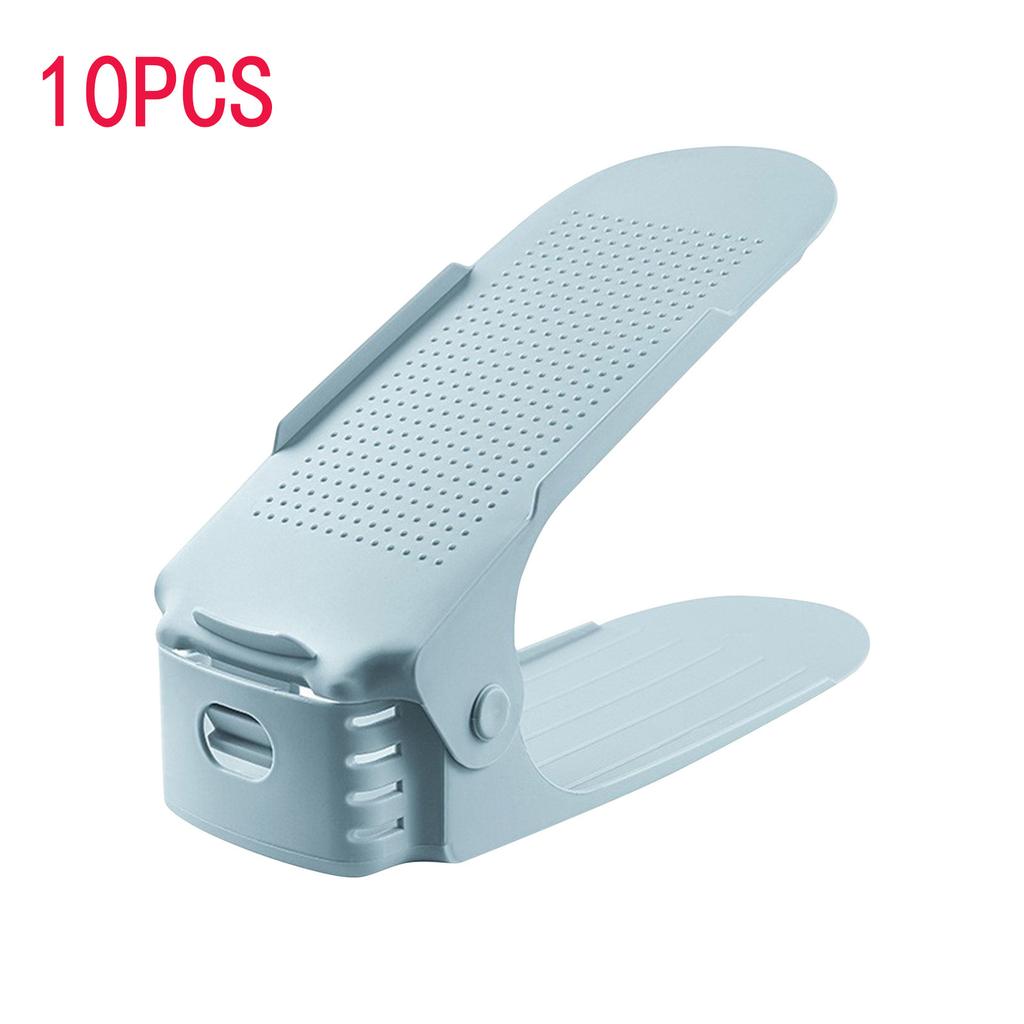 10 Stück Verstellbarer Doppelschicht-Schuhständer verdickt und platzsparend Schuhaufbewahrungsregal mit flachem Boden Stiefelaufbewahrung Schuhregal