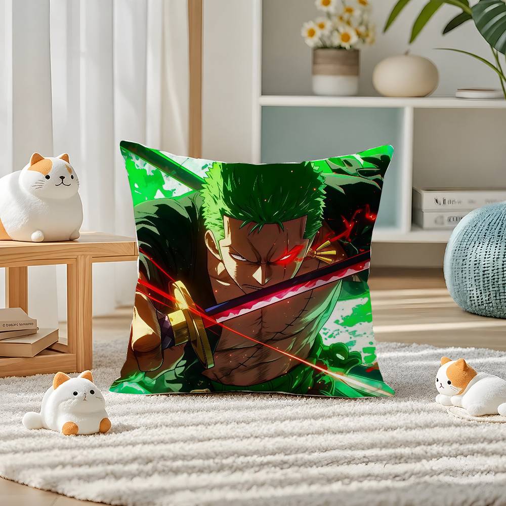 One Piece Roronoa Zoro Anime Plush Pillow Cover Soft Short Plush Cushion Cover For Sofa Bedroom Home Decor Gift Decoration