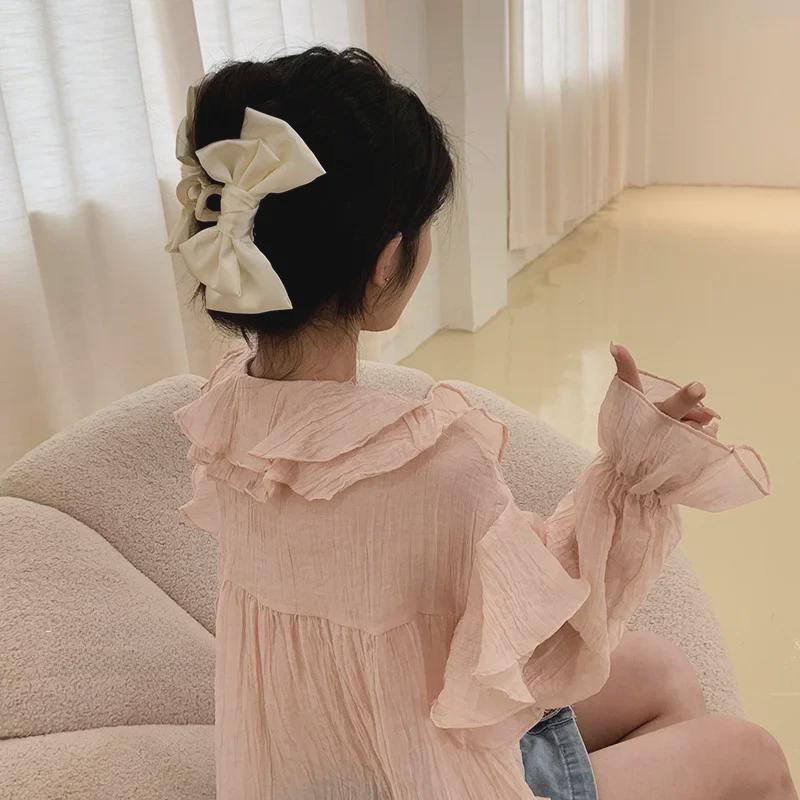 High-End Seersucker Large Bow Hair Clip