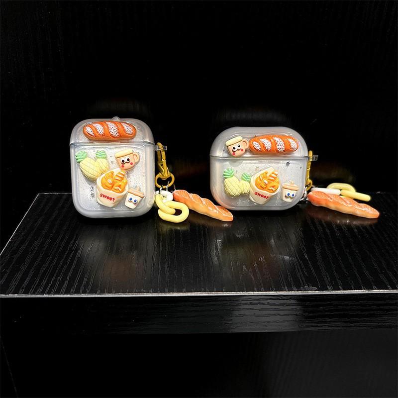 

Small Bread 3D Glitter Earphone Cover Suitable Apple Airpods4 Transparent Silicone Airpodspro Protective Case Airpods Pro 2