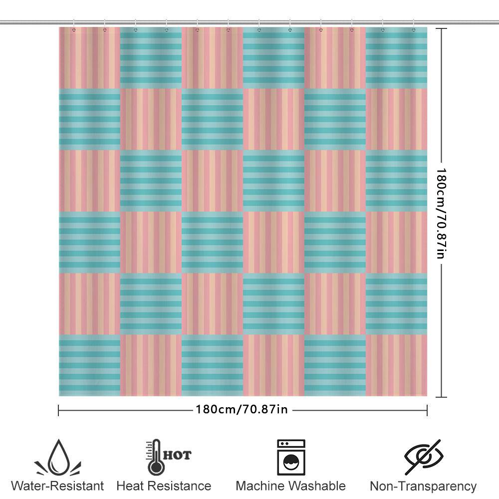 Blue Pink Striped Shower Curtain Bathroom Decor 3D Printed Waterproof Polyester Fabric Shower Curtains With Hook Rings For Home