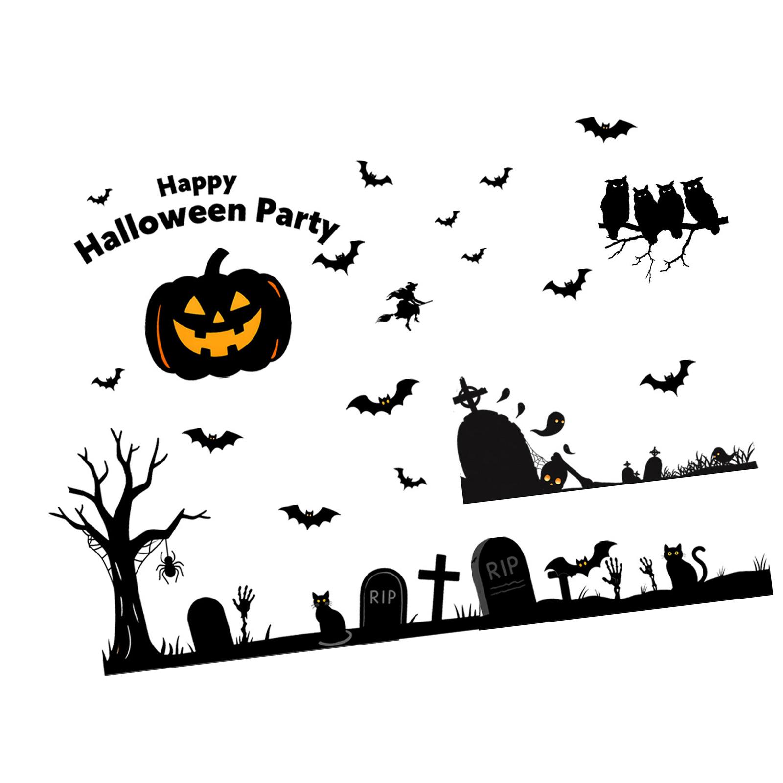 

Статическая наклейка на окно на Хэллоуин, дизайн летучей мыши и тыквы, многоразовые ПВХ наклейки, декор для дома, офиса, принадлежности для вечеринки 1