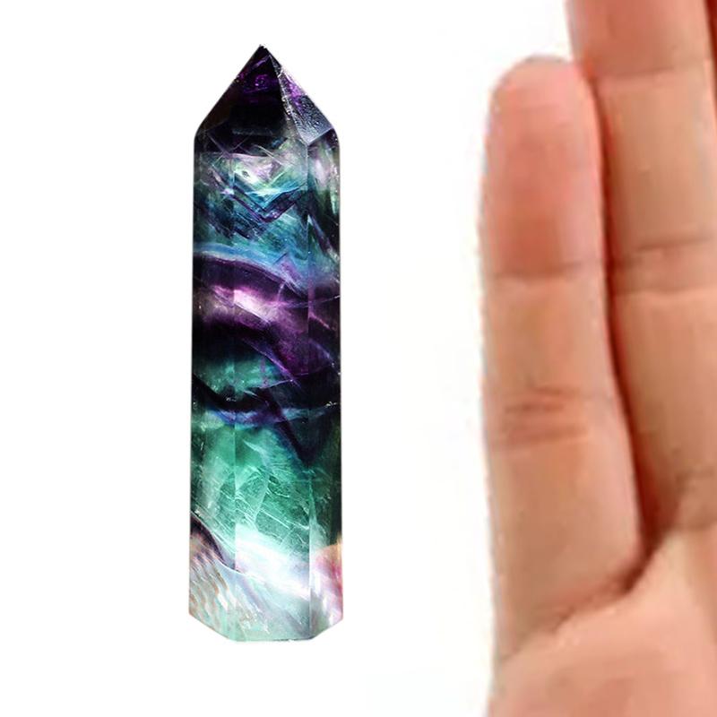 Natural Flourite Quartz Crystal Wand Colorful jewel Pure Point Healing