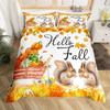 Fal Bedrom Decor Beding Set Twin Quen for Young Girls Women Autumn Harvest Theme Soft Duvet Cover Rustic Pumpkin Print Warm Comforter Cover