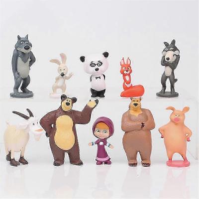 Set de 10 Mini Figurine PVC Masha și Ursulețul pentru Decor Acasă Ideal pentru Toppere de Tort și Articole de Petrecere