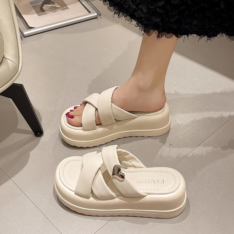 Luxury High-heeled Thick Sole Slippers Summer Fashion Lightweight Rome Shoes Platform Sandals Chic Pantuflas Beach Pu Chinelos