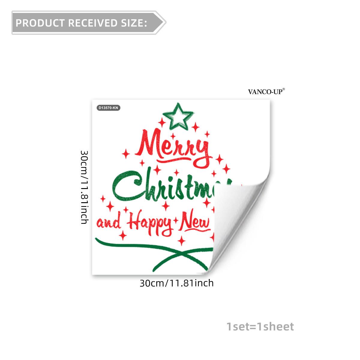 

Creative English Letter Shaped Christmas Tree Window Clings Double-sided No-glue Static Stickers for Glass Navidad Home Decor