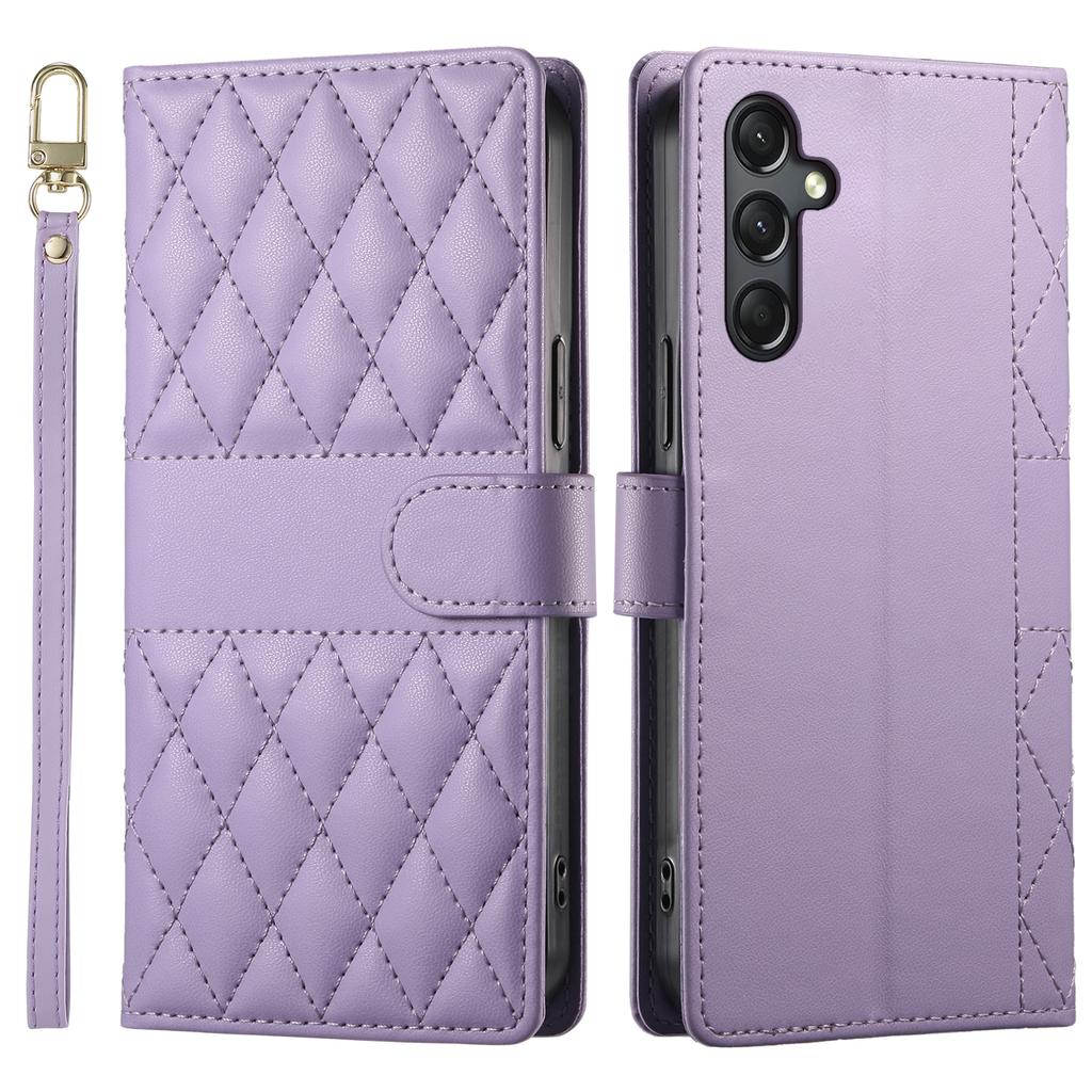 Pro Samsung Galaxy A24 4G (162,1 x 77,6 x 8,3 mm) Pouzdro Prošívané kosočtvercovým vzorem Peněženka Stojánek Kožený kryt na telefon s dlouhým/krátkým popruhem