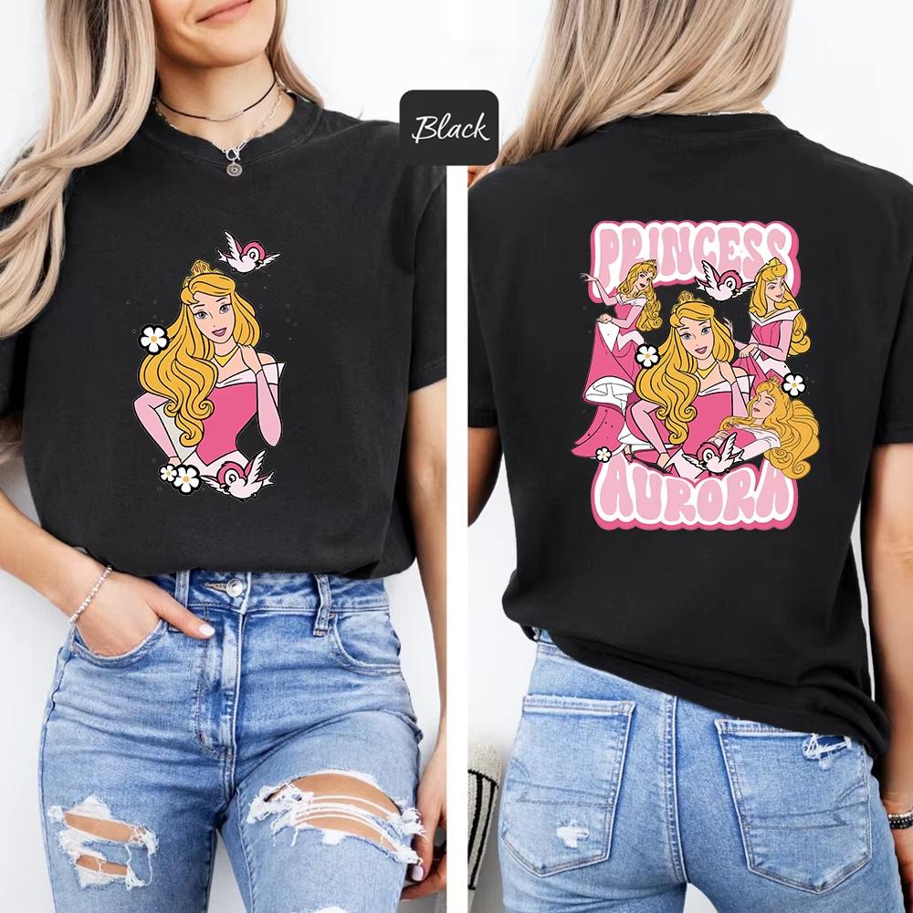 New Womens Princess Aurora Tshirt Cute Sleeping Beauty Pattern Casual Comfortable Shirt Top Women Cotton Soft and Breathable