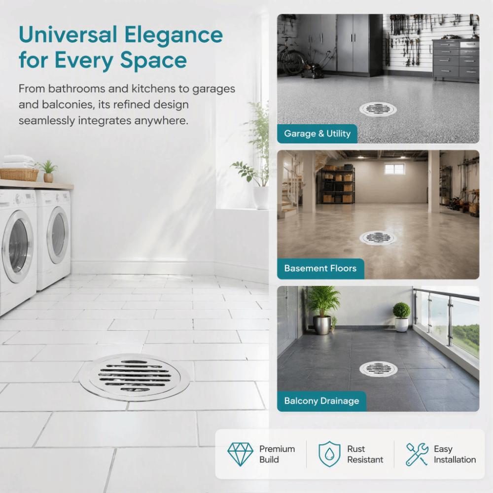 Silver Shower Floor Drain Copper Floor Drain Strainer Rustproof Drain Strainer  Garage