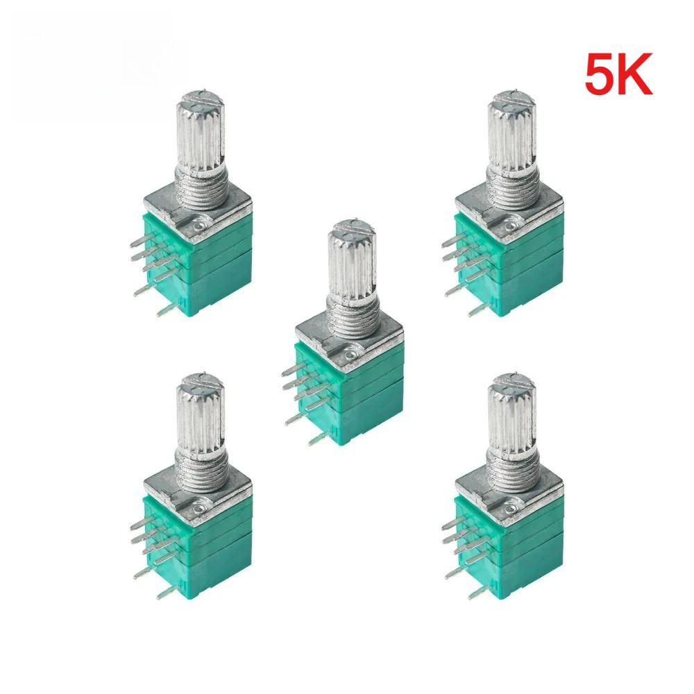 5PCS RK097N 8Pin RK097 5K 10K 20K 50K 100K B5K with A Switch Audio Shaft 15mm Amplifier Sealing Rotary Potentiometer Kit