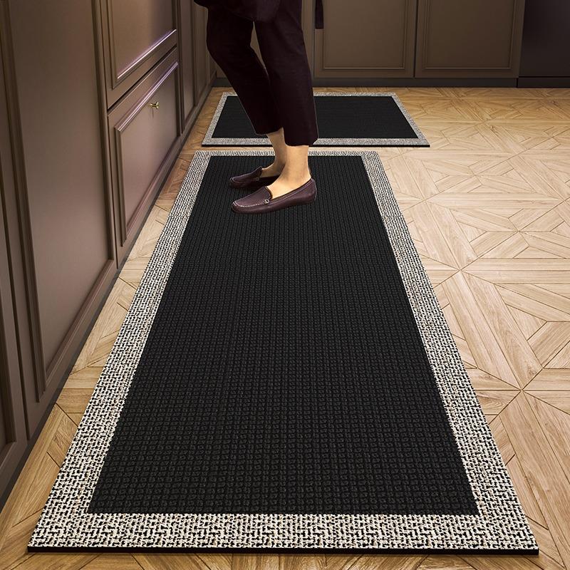 Pvc Kitchen Floor Mat Retro Style Non-slip Oil-proof Carpet Leather Waterproof Foot Mats Long Strip Home Decoration Rug Alfombra