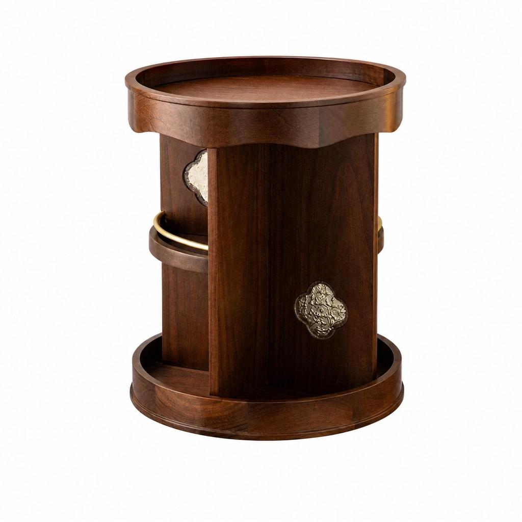 Rotating Cosmetic Storage Organizer Open Design Wooden Vanity with