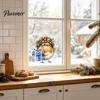 Glass Door Decorative Scenes Christmas Bird Static Window Sticker, Cute Watercolor Stickers with Wreath And Gift Box, PVC Festival Atmosphere