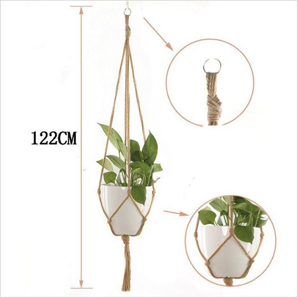 Gardening Greening Flower Pots Hemp Rope Hanging Net Flower Pot Basket Hanging Gondola Hand Made Twine 90cm 105cm 122cm
