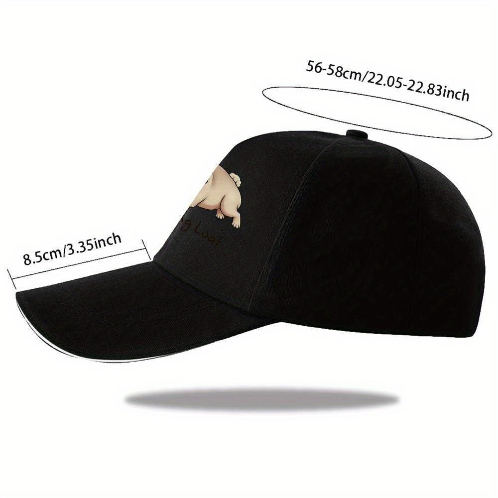 Pug Loaf Cartoon Dog Baseball Cap Polyester Adjustable Casual Sports Headwear Unisex