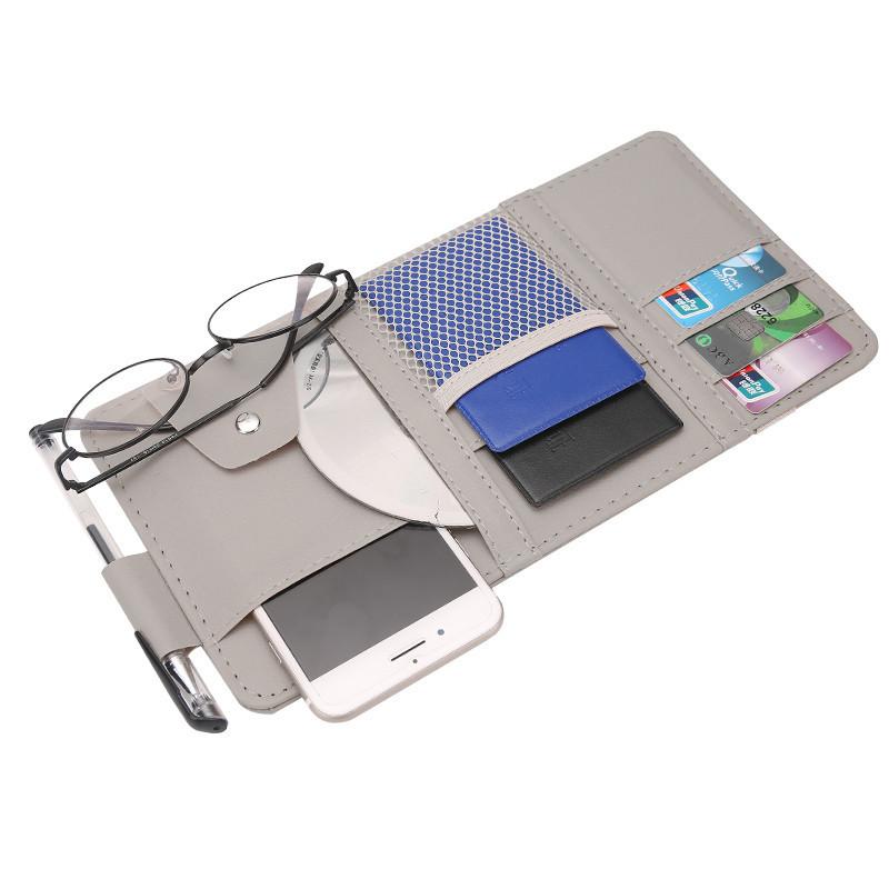 Car Sun Visor Point Pocket Organizer Holder Pu Leather Car Sun Visor Credit Card Organizer Storage Money Holder Sunglasses Clip