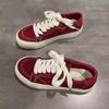 Big Red Canvas Shoes Women's Autumn New Versatile Student Shoes Women's Thick-soled Breathable Thin Niche Board Shoes