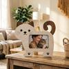1/2 Stück Cartoon Katze Holz Fotorahmen Hund Form Bildhalter Dekoration für Zuhause Büro Schreibtisch Tierliebhaber Geschenk
